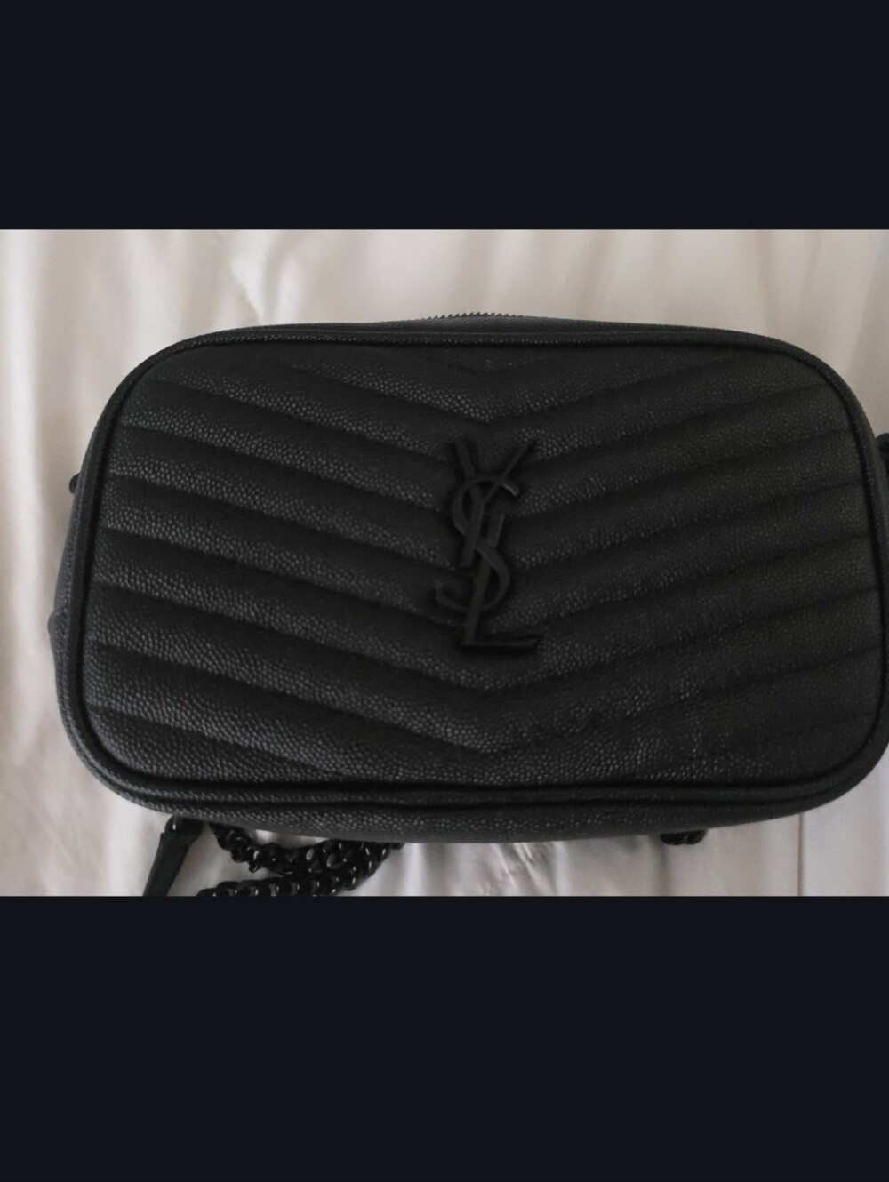 New, YSL Caviar Leather Matelesse  Monogram Mini Lou Camera Bag